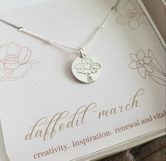 Personalized Birth Flower Necklace In Stainless Steel