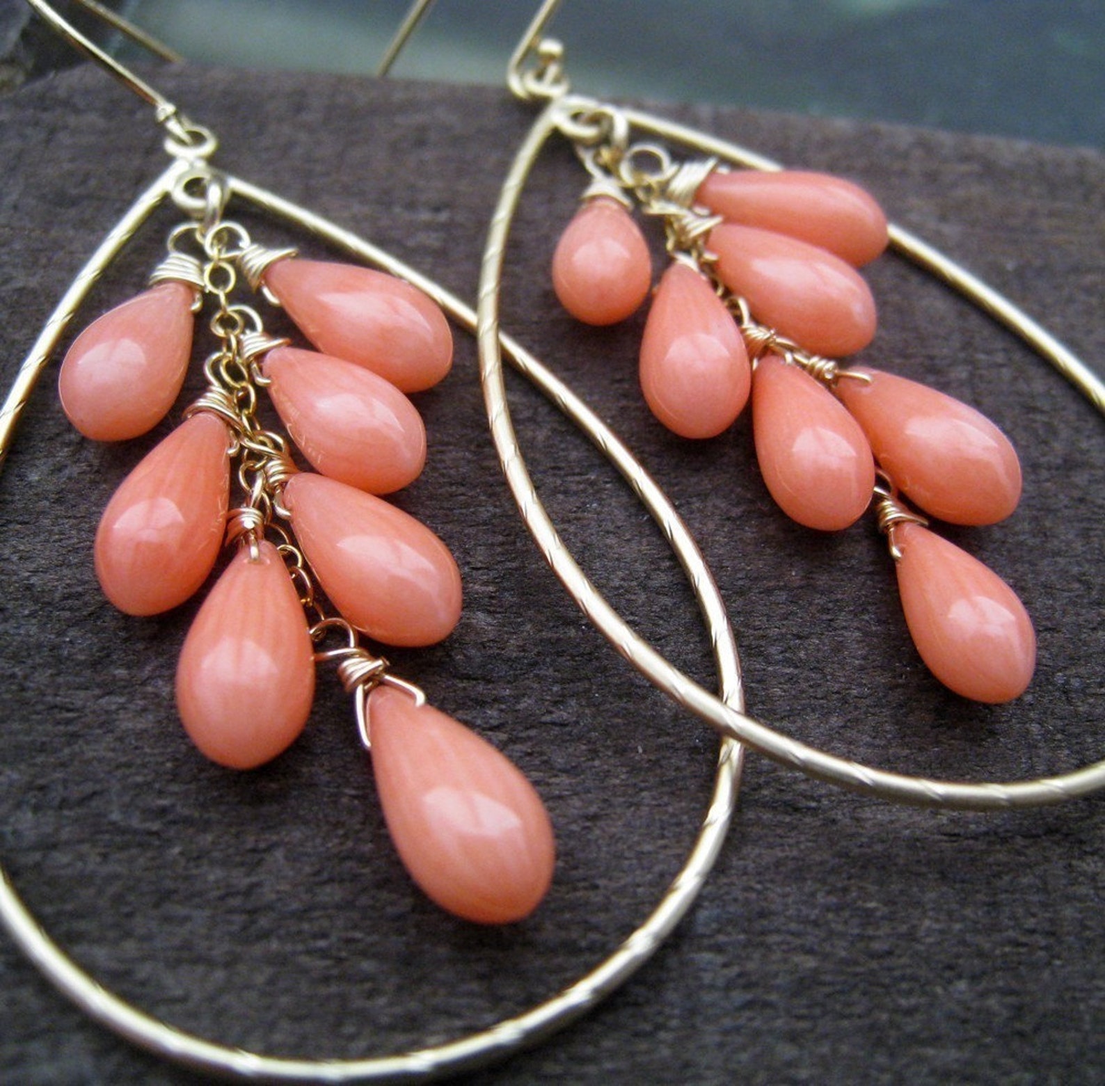 EARRINGS CORAL GOLD HOOPS main image 0
