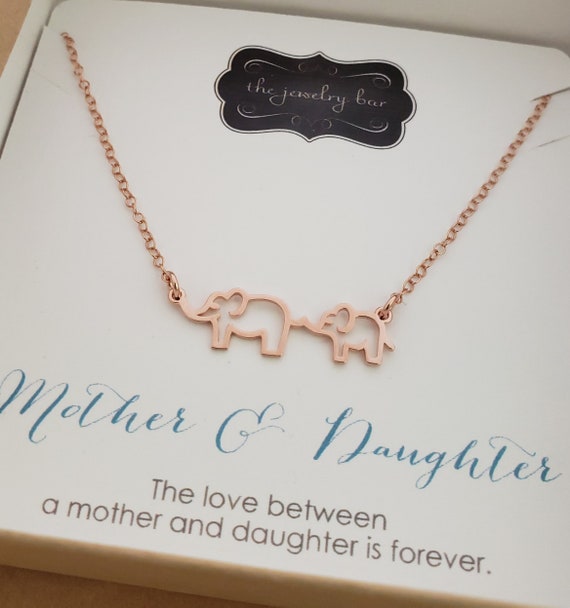 mother child necklace rose gold