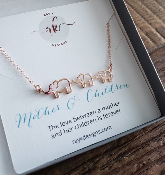 Mom Children Jewelry Good Luck Mama Two Baby Elephants Necklace Mom Birthday Gift Mom of Son and Daughter Christmas Present Etsy Canada