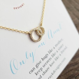 Gift for Aunt from niece, rhinestone cz double ring necklace, best auntie gift from niece, new aunt birthday gift, aunt necklace