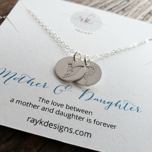 Mother daughter necklace, two birth flower charm necklace, mon daughter gift set, mothers day gift, birthday gift for mother daughter