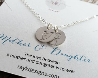 Mother daughter necklace, two birth flower charm necklace, mon daughter gift set, mothers day gift, birthday gift for mother daughter