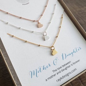 Best seller Mother gift, Mom daughter rose gold necklace wedding day shareable set heart cutout satellite chain, mother of the bride gift image 7