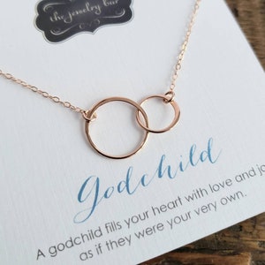 Godchild gift, Goddaughter eternity necklace, baptism gift, two size ring necklace, sterling silver communion, christening, birthday