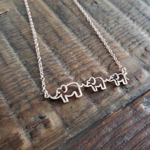 Mom children jewelry, good luck mama two baby elephants necklace, mom birthday gift, mom of son and daughter, Christmas present image 5