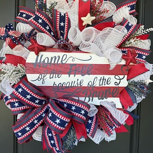 Couronne d'étoiles patriotique, décoration de porte 4 juillet, couronne de jute Americana, porte d'entrée rouge blanc et bleu