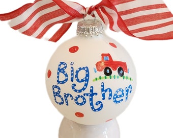 Big brother Christmas ornament personalized hand painted glass ball