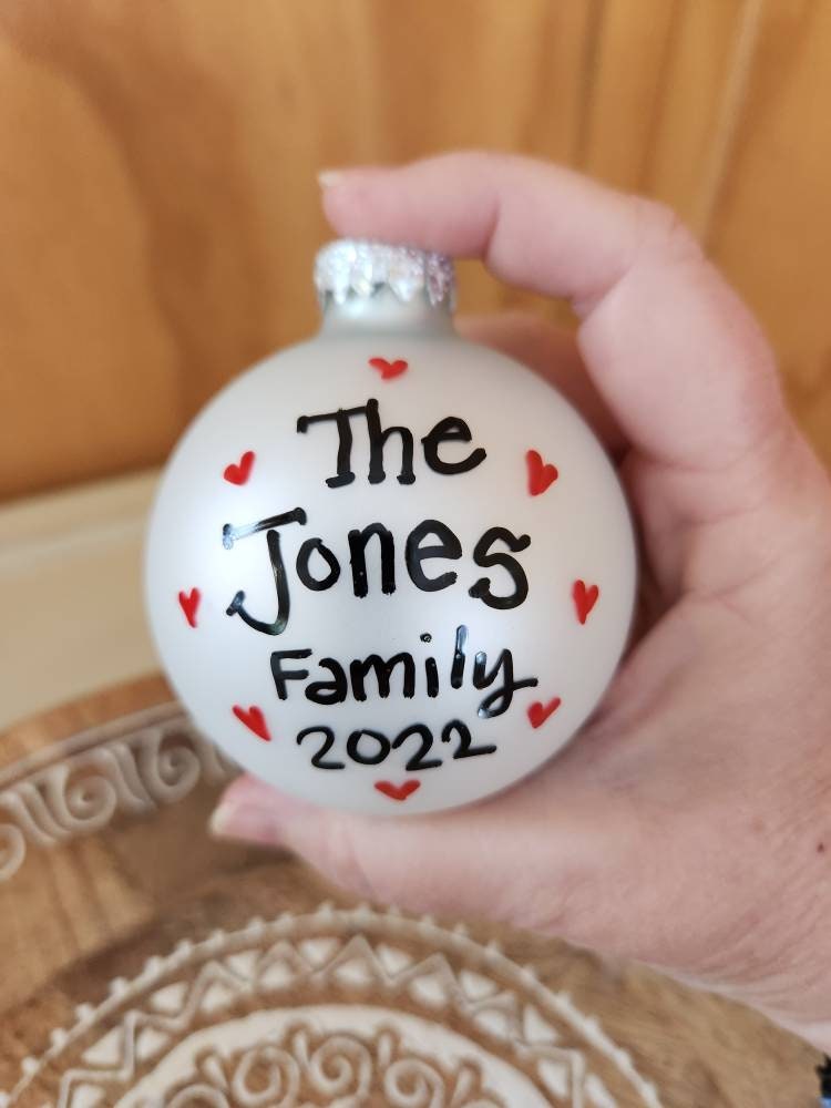 Personalized Hand Painted Glass Ball Christmas Ornament Family - Etsy