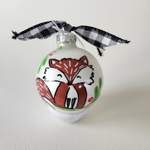 Personalized Hand Painted Glass Ball Christmas ornament Baby Fox