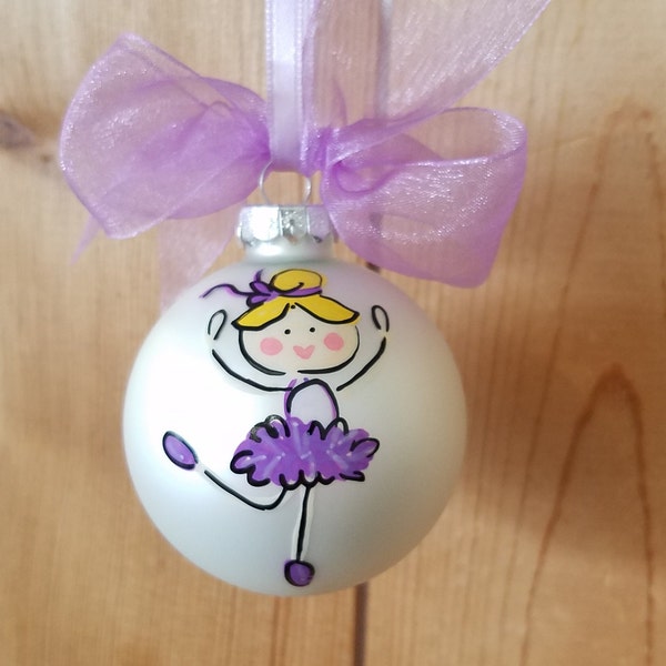 Personalized Hand Painted Glass Christmas ornament Balarina