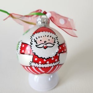 Personalized Hand Painted Glass Ball Christmas ornament jumping jack Santa