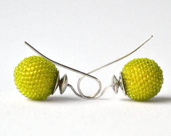 globe earrings chartreuse