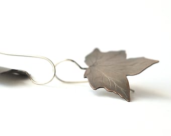 ivy earrings copper with silver hooks