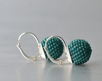 earrings emerald green with leverback in silver