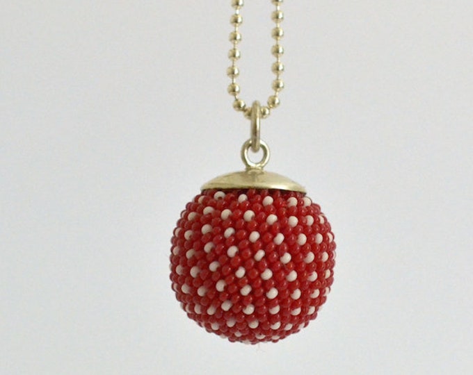 pendant red white silver necklace