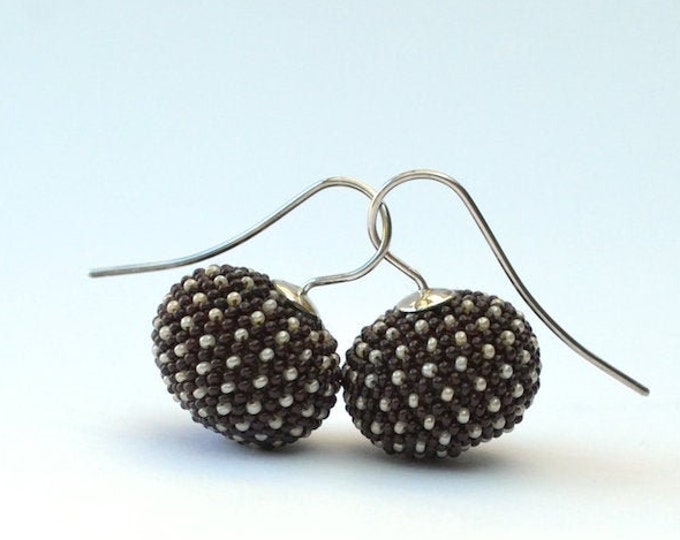 pumpkin earrings  brown with dots