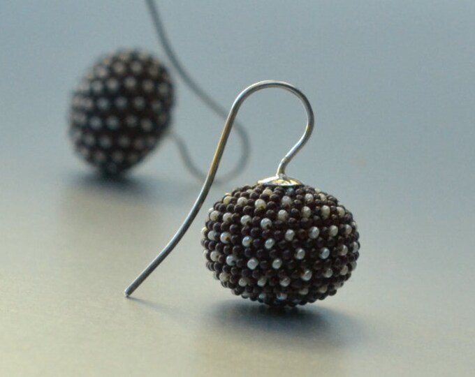 pumpkin earrings  brown with dots