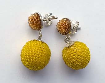 unique earrings silver stud dangle earrings yellow