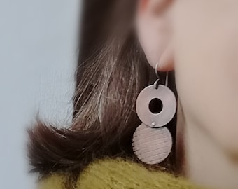 earrings copper silver hooks, raw dangle earrings