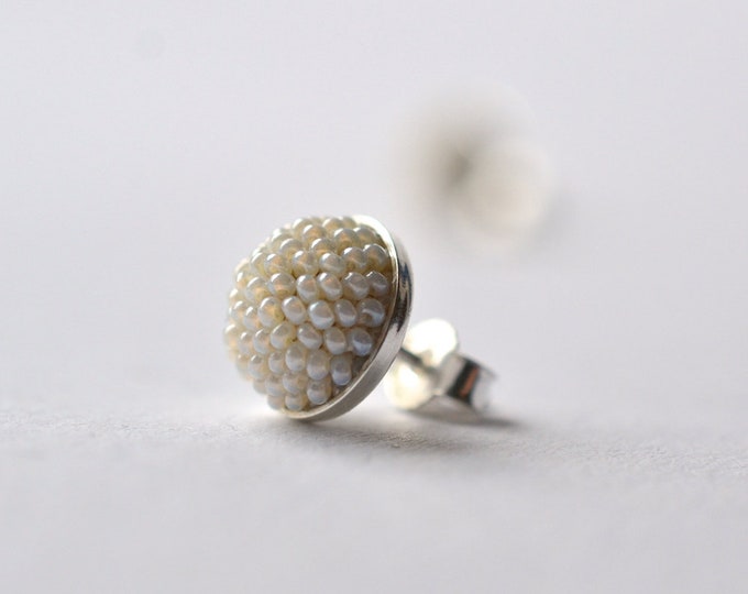 bridal ear studs small silver studs with antique glass beads