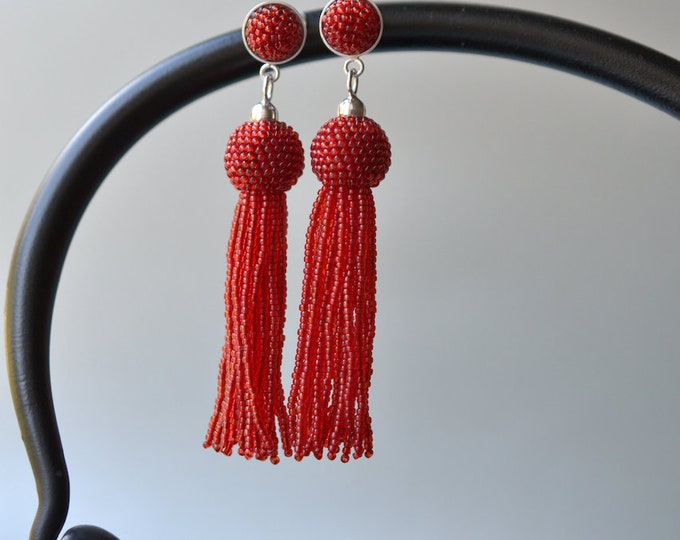fringe earrings red