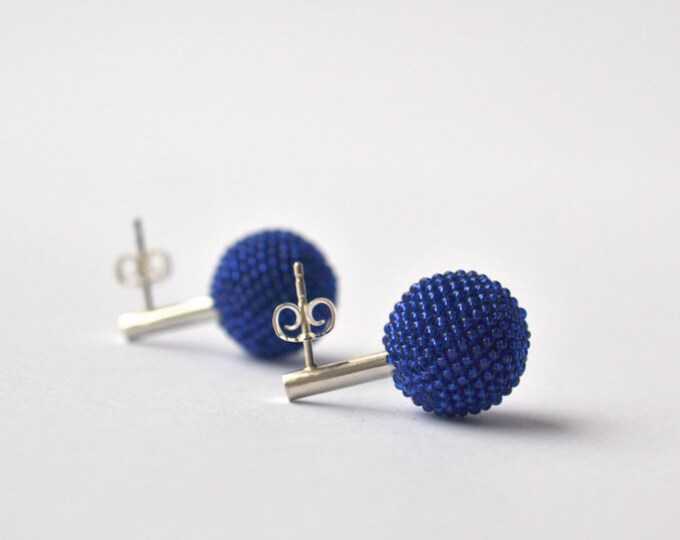 globe earrings blue with silver posts from Donauluft