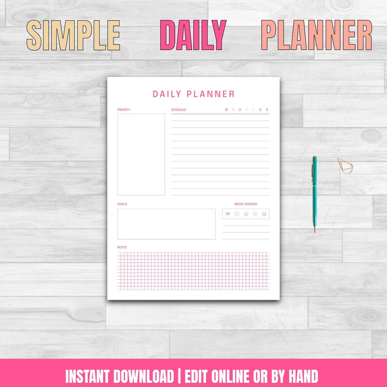 Daily Planner Editable | Daily Planner Printable |daily to Do List ...