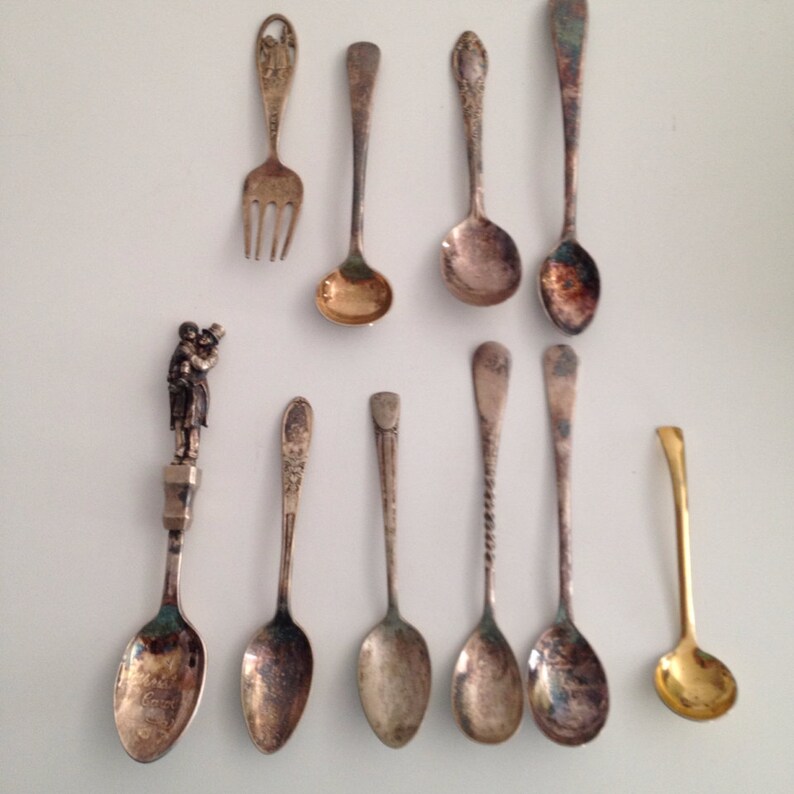 10 vintage and antique silver spoons image 1