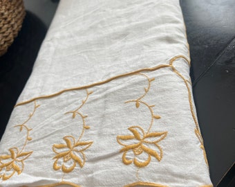 Large table cloth with gold embroidered edge