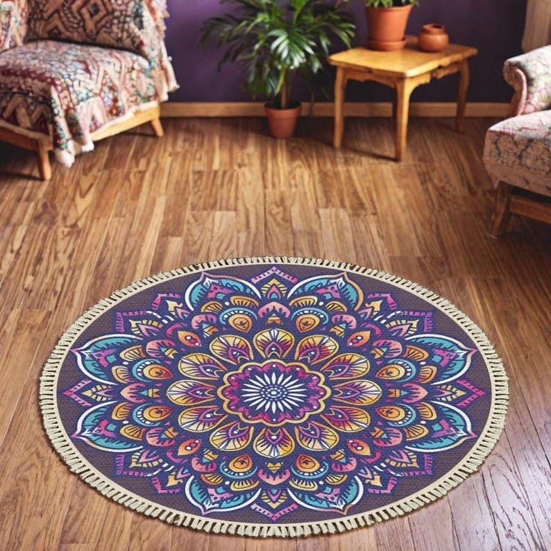 Mandala Home Decor Boho Style Purple Rug Meditation Space Spiritual ...