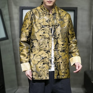 Chinese Style Dragon Jacket – Vintage Tang Suit Hanfu Outerwear for Men