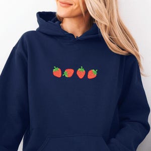 Strawberry Embroidery Hoodie: Fruit Garden Gift