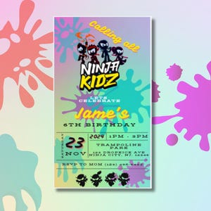 Ninja Kidz Birthday Invitation