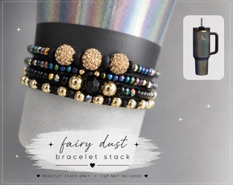 Fairy Dust – zestaw bransoletek z kolekcji Stanley Tumbler Boot w kolorze złotym, czarnym i z efektem Color Shift | Zestaw 4 sztuk | Akcesoria do Tumblerów | But nie jest dołączony
