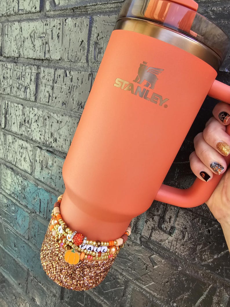 I Love Fall Sparkly Stanley Tumbler Boot Bracelets with Pumpkin Charm | 4-Pack Tumbler Accessories Autumn | Pumpkin Spice | BOOT NOT INCL' image 5