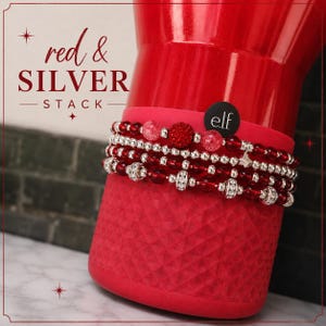 Red & Silver Sparkle Stanley Tumbler Boot Armband 4er Pack Stapel | Rot Lecker | Erbsroter Schimmer