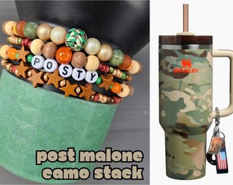 Post Malone Camo Stanley 4-Pack Tumbler Bracelet Stack | Tumbler Accessories | Boot Bracelets