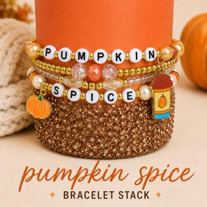 "Herbst ""Pumpkin Spice"" Stanley Boot Armband-Armband-Stapel mit 2 Anhänger | 4er Pack Becher Zubehör Herbst | STIEFEL NICHT ENTHALTEN