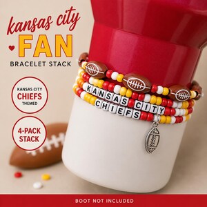 Kansas City Chiefs Football Stanley 4-Pack Boot Bracelet Stack | Tumbler Accessories | Super Bowl