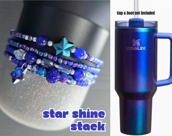 Star Shine Blue & Purple Stanley Boot Bracelet Stack w/ Star Charm | 4-Pack Stack | Tumbler Accessories | Boot Not Included