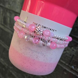 Light Pink & White Sparkle Stanley Tumbler Boot Bracelets | 3-Pack Tumbler Accessories