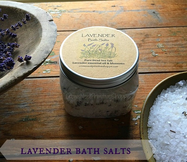 16 ounce Pure Lavender Dead Sea Salt Bath Salt Blend Made Etsy