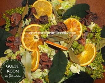 Guest Room Potpourri- Colorful Green pods, Spices, Leaves & Real Sliced Oranges scented your choice!