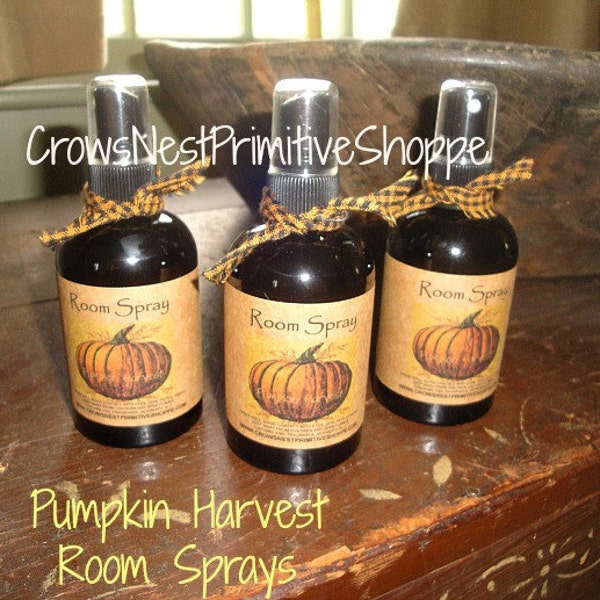 Primitive Pumpkin Harvest ROOM SPRAY in four ounce plastic spray bottles-scented pumpkin harvest fragrance blend- Home Office Best Seller!