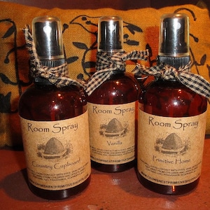 Primitive Scented Room Sprays- 4 ounce or 8 ounce- Your Choice of Fragrance Scent Blends- Home, Office, bridal or baby showers Best Seller!