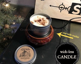 8 ounce  WICKLESS Natural Soy Candle in Tin with many Fragrances to Choose from Easy Travel and Gifts Primitive Kraft Label~ Best Seller!