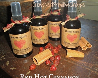 Red Hot Cinnamon Primitive Room Spray 4 or 8 ounce spray bottle scented Strong Cinnamon Fragrance-great for home office travel- Best Seller!