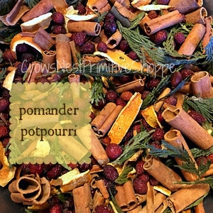 Orange POMANDER Potpourri, Cinnamon, Orange Peel, Cedar Pure Essential oil Orange & Clove Display or Simmer ~ Optional Refresher Oil Bottle