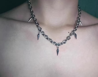 Gothic Spike Rivet Necklace: Stainless Steel Punk Chain Choker